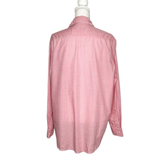Frank & Eileen Pink White Striped Eileen Button Up Shirt Top Large - Picture 5 of 8
